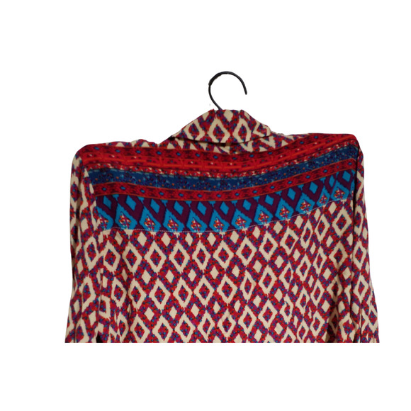 Roper Diamond Print Snap Front Top Boho Contrast Trim Small - Picture 4 of 6